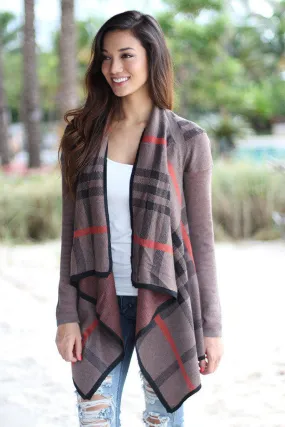 Mocha Plaid Cardigan