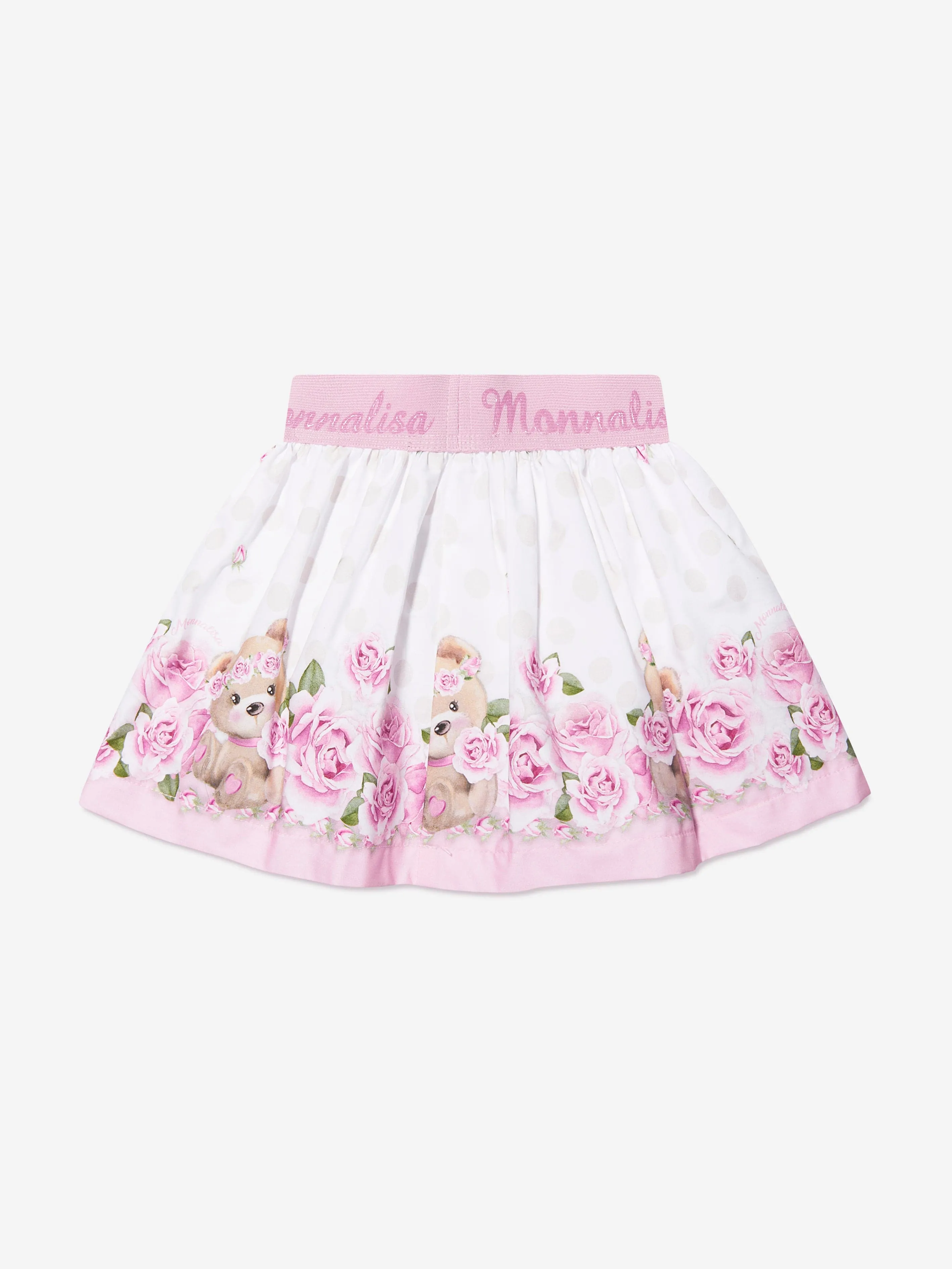 Monnalisa Baby Girls Rose Bear Skirt in White