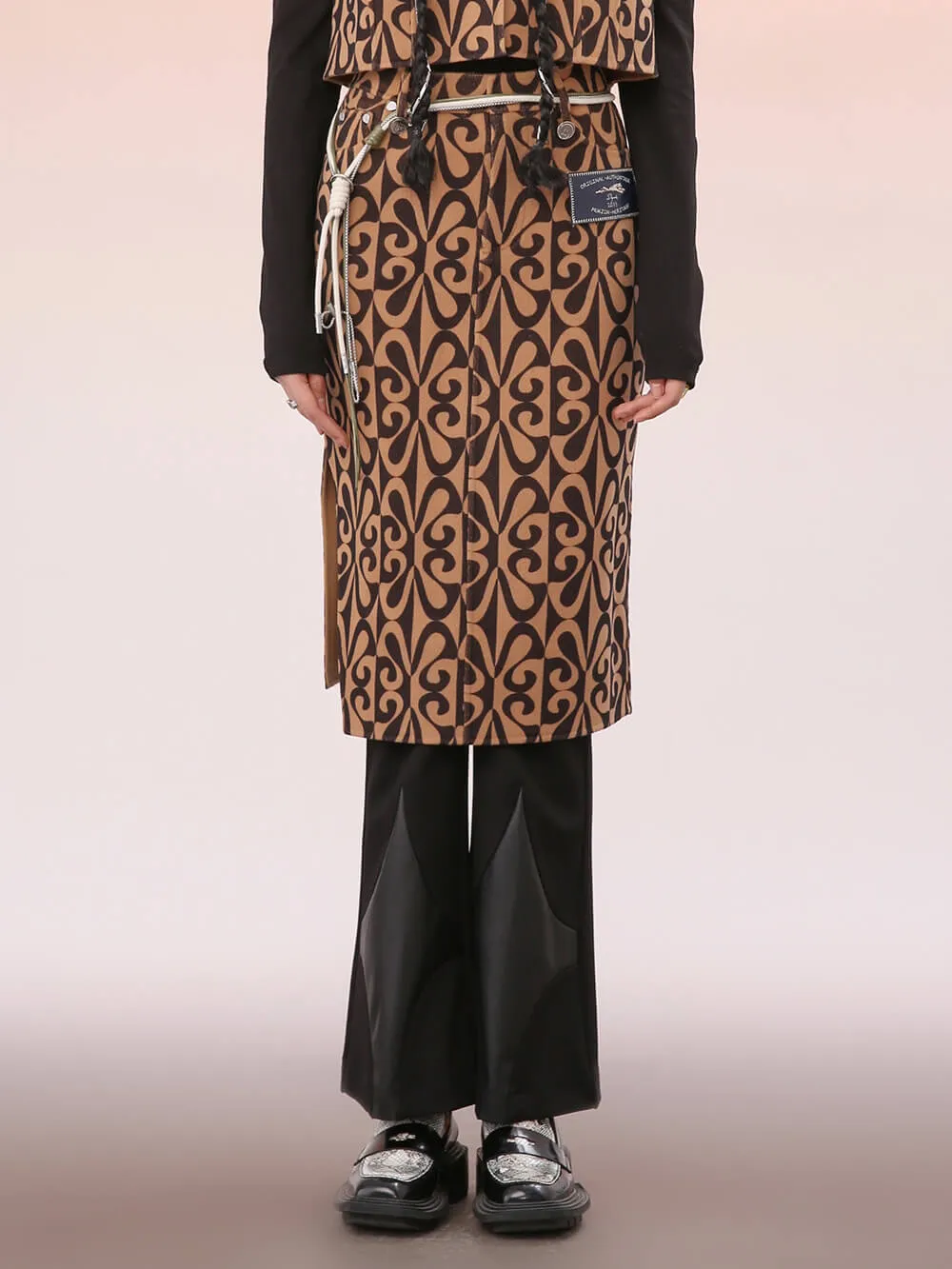 MUKZIN Hip-Packed Straight Fit Brown Skirt