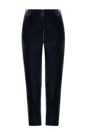 Navy Velvet Narrow-Leg Trousers - Phoebe