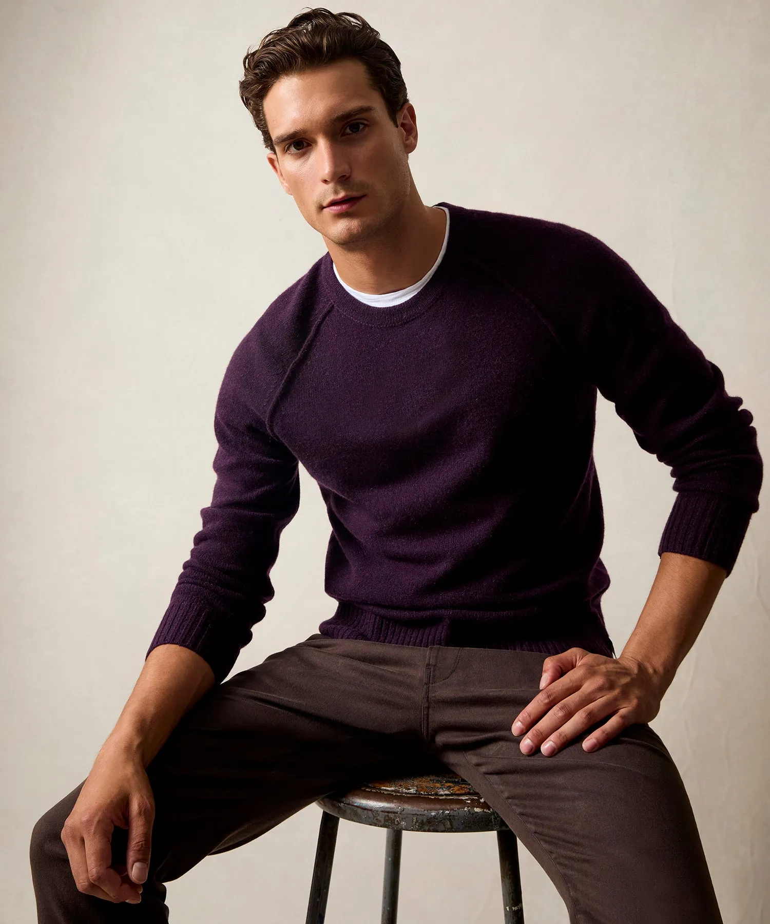 Nomad Cashmere Crewneck in Deep Plum