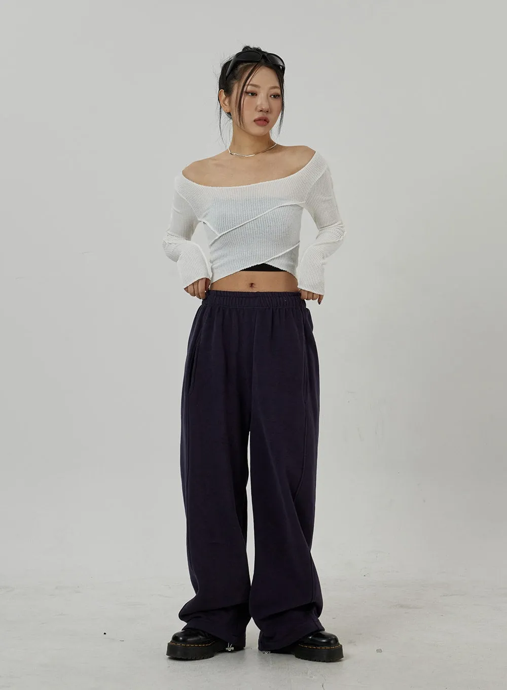 Off-Shoulder Mesh Cropped Top CD20