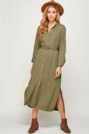 Olive Green Long Sleeves Dress