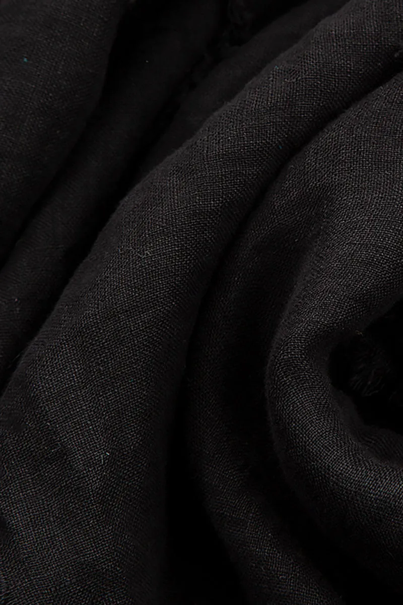 Open Black Gauze Linen Jacket