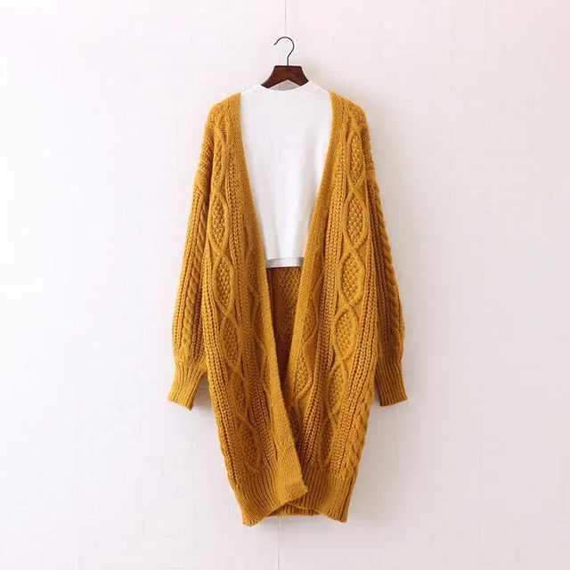 Open Stitch Knitted Long Cardigan