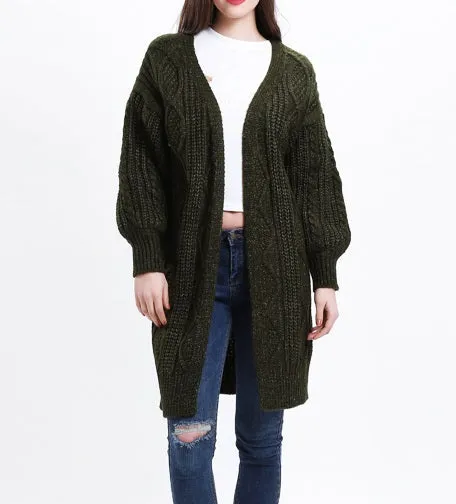 Open Stitch Knitted Long Cardigan