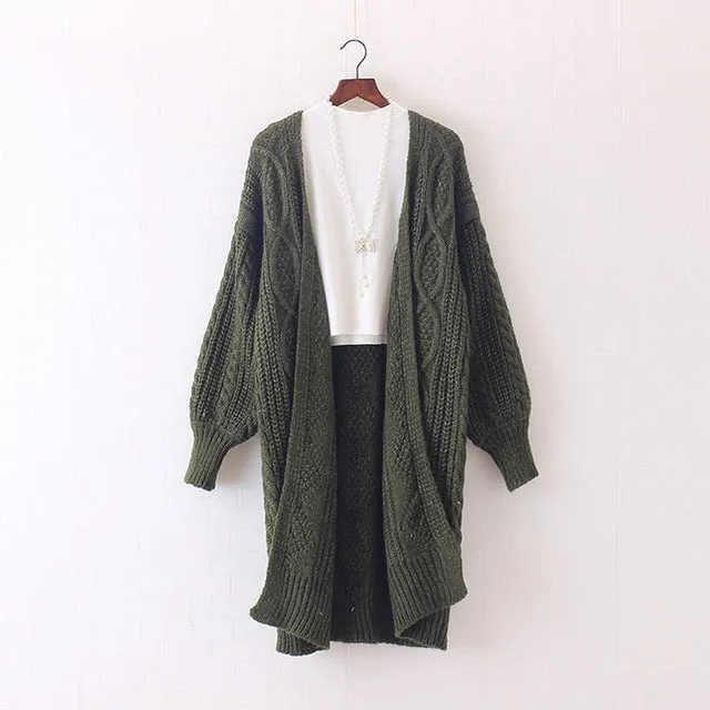 Open Stitch Knitted Long Cardigan