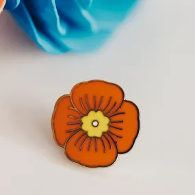 Orange Poppy Enamel Pin