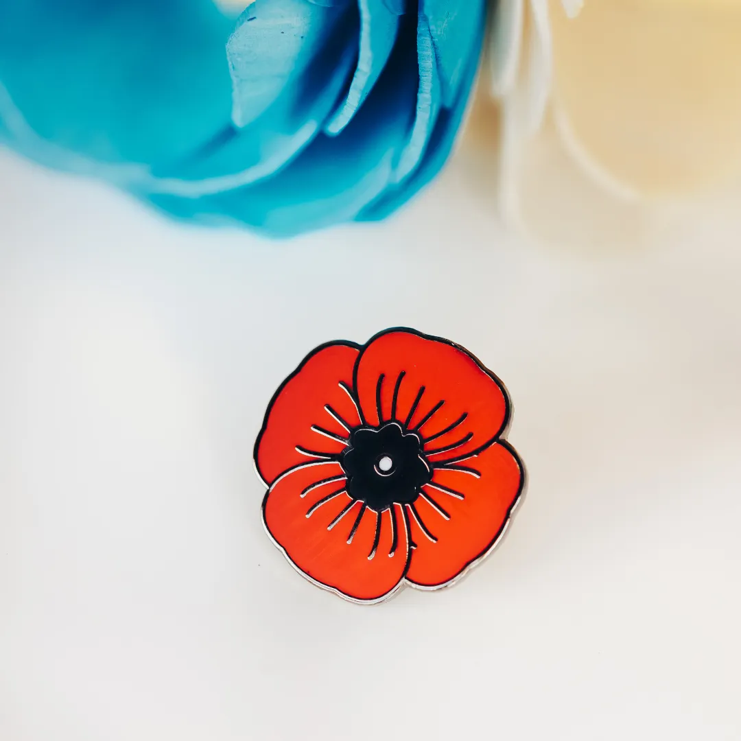 Orange Poppy Enamel Pin