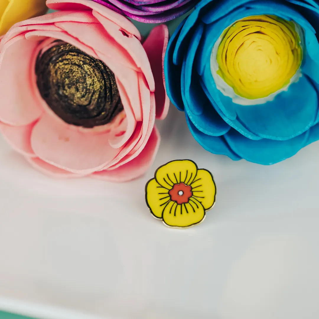 Orange Poppy Enamel Pin