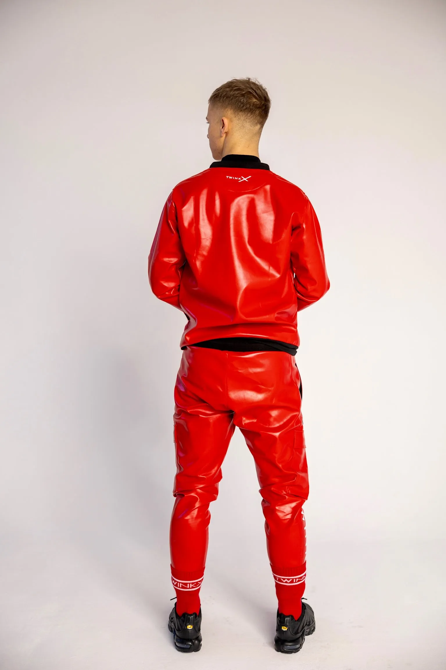 pants "adonis x fire red vegan leather"