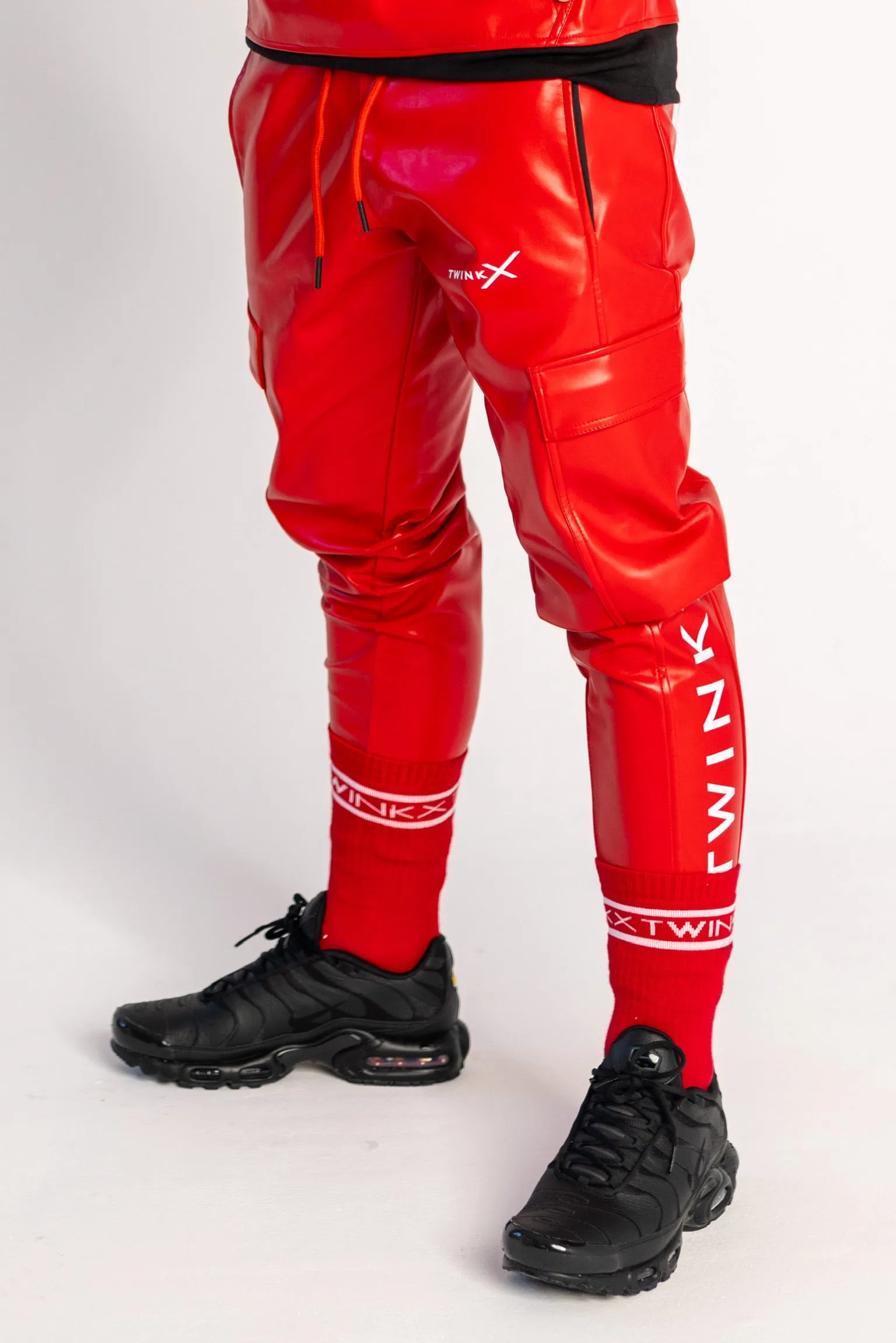 pants "adonis x fire red vegan leather"