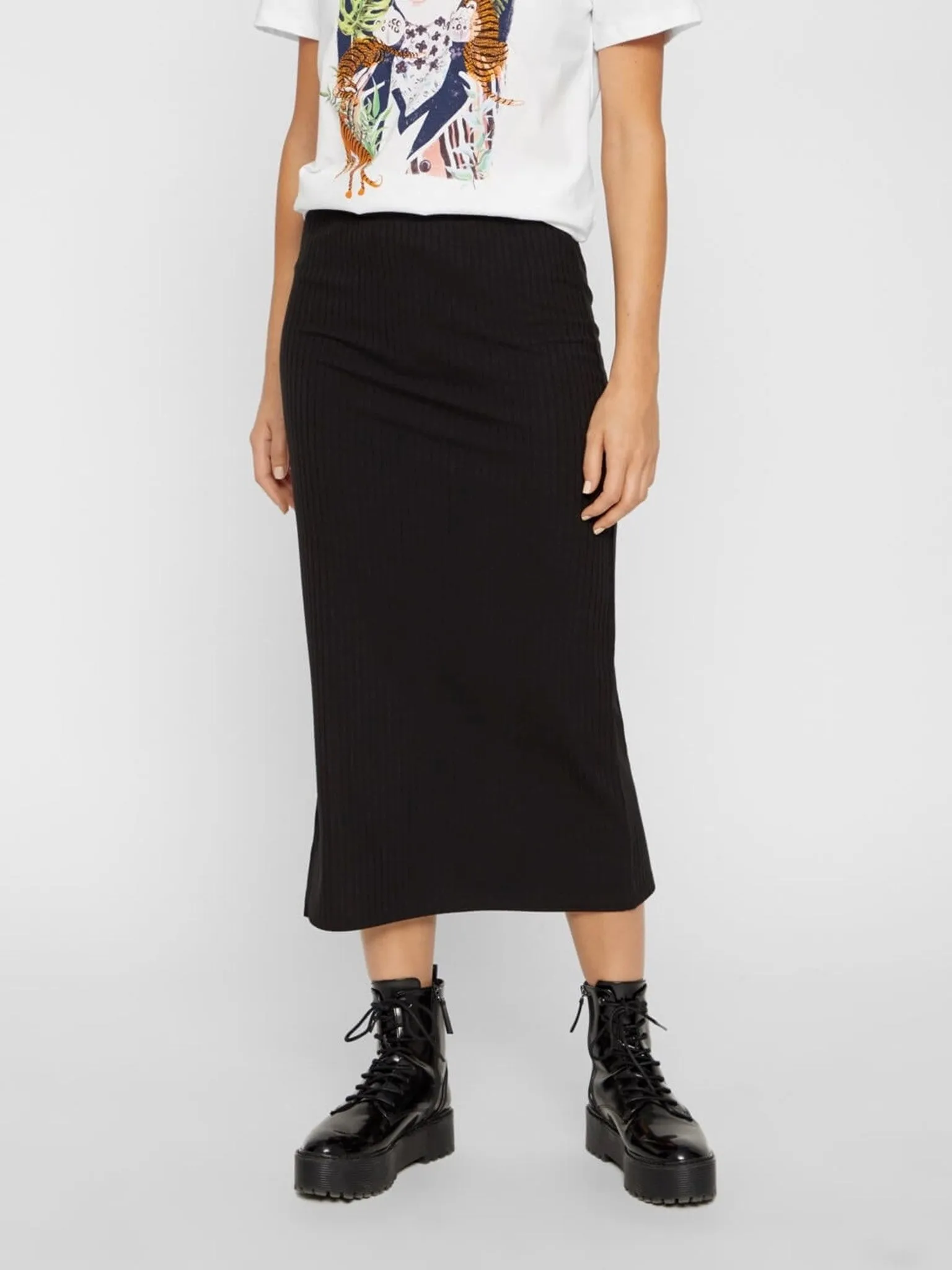 PCKYLIE mw midi skirt - Black