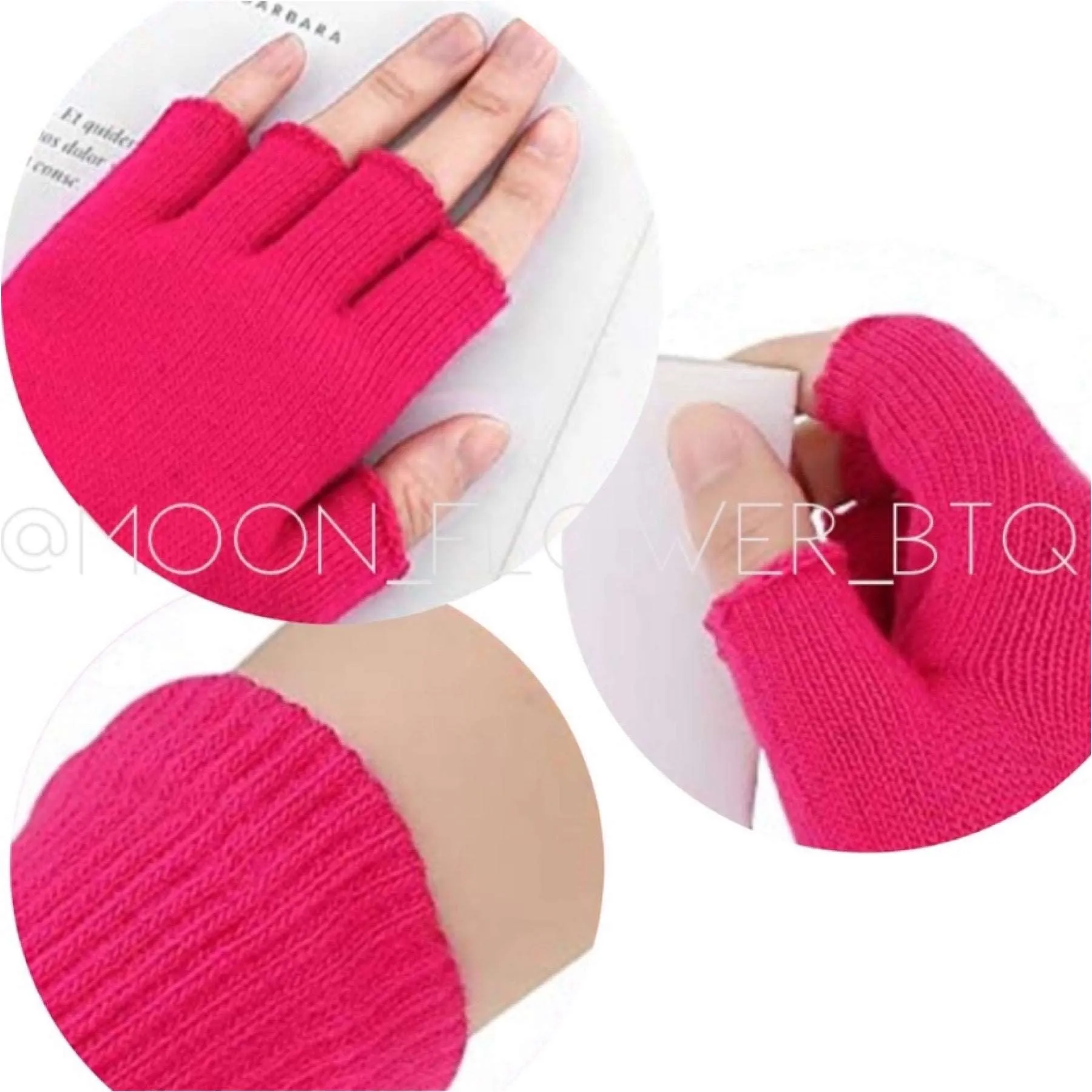 Pink Stretchy Fingerless Winter Gloves