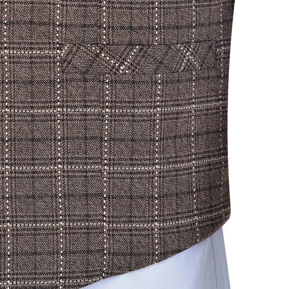 Plaid V Neck Waistcoat Formal Solid Men's Suit Vest