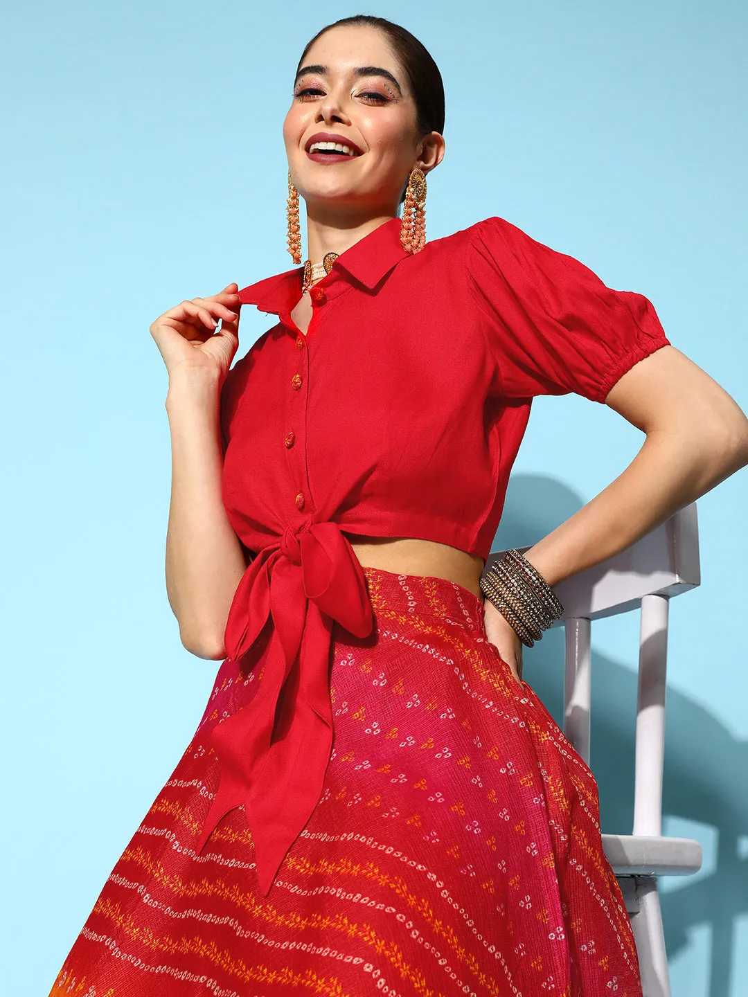 Red Top With Skirt