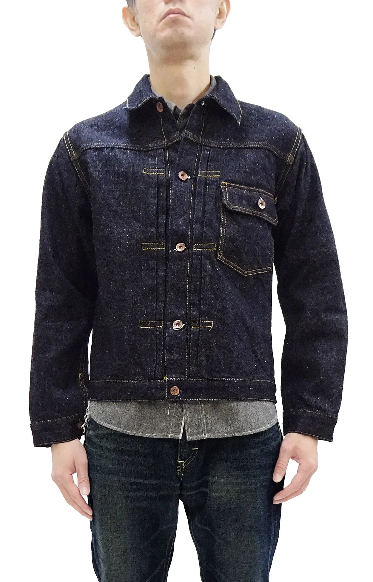 Samurai Jeans Denim Jacket S556VX Men's Type 1 Style 17 Oz. Denim Jean Jacket One-Wash