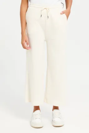 Senior Girls Cream Wide Leg Pants