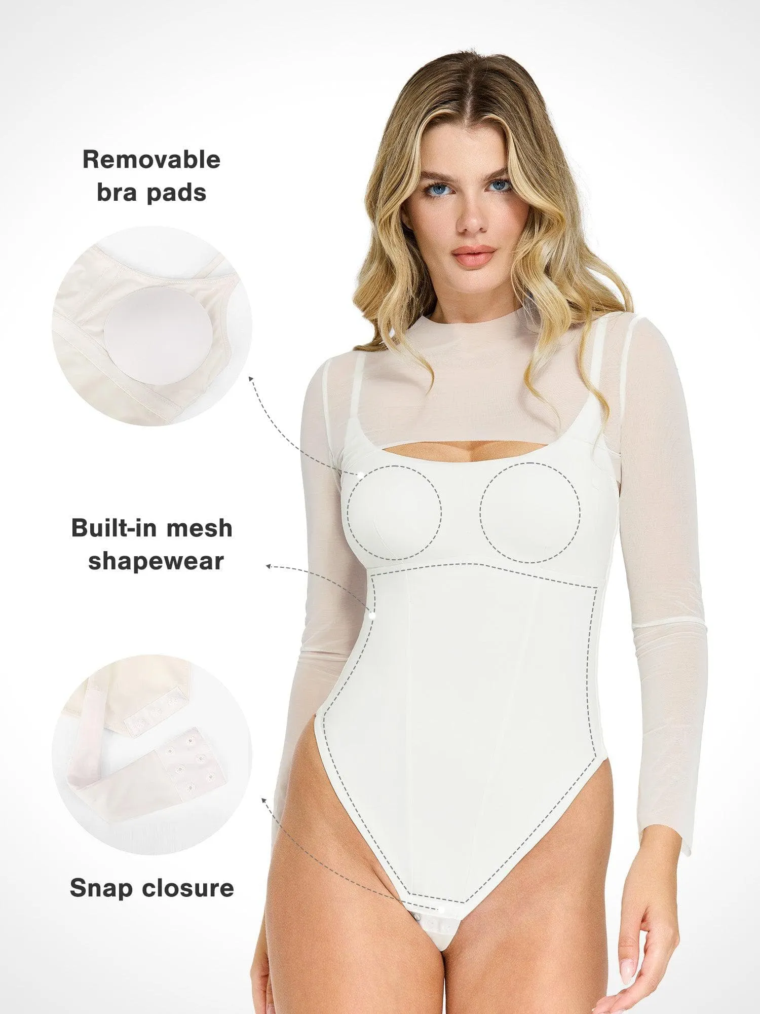 Shapewear Long Sleeve Mesh Shrug Sculpting Bodysuit Set