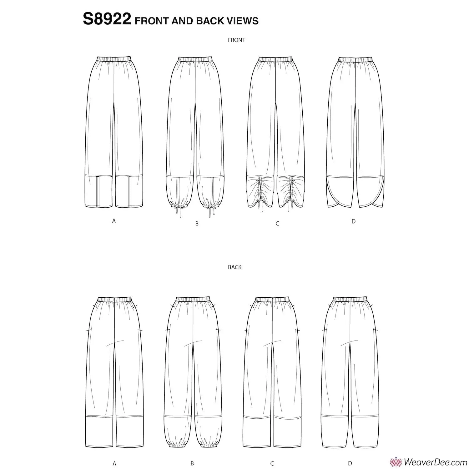 Simplicity Pattern S8922 Misses' Pull-On Pants