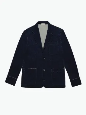 Slim-Fit Wool and Cotton Blend Unstructured Blazer Navy