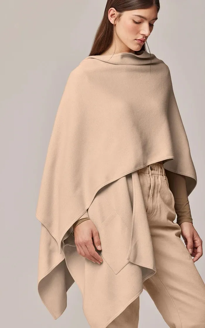 SOIA&KYO ATHENA - Asymmetric Knit Cape With Patch Pocket