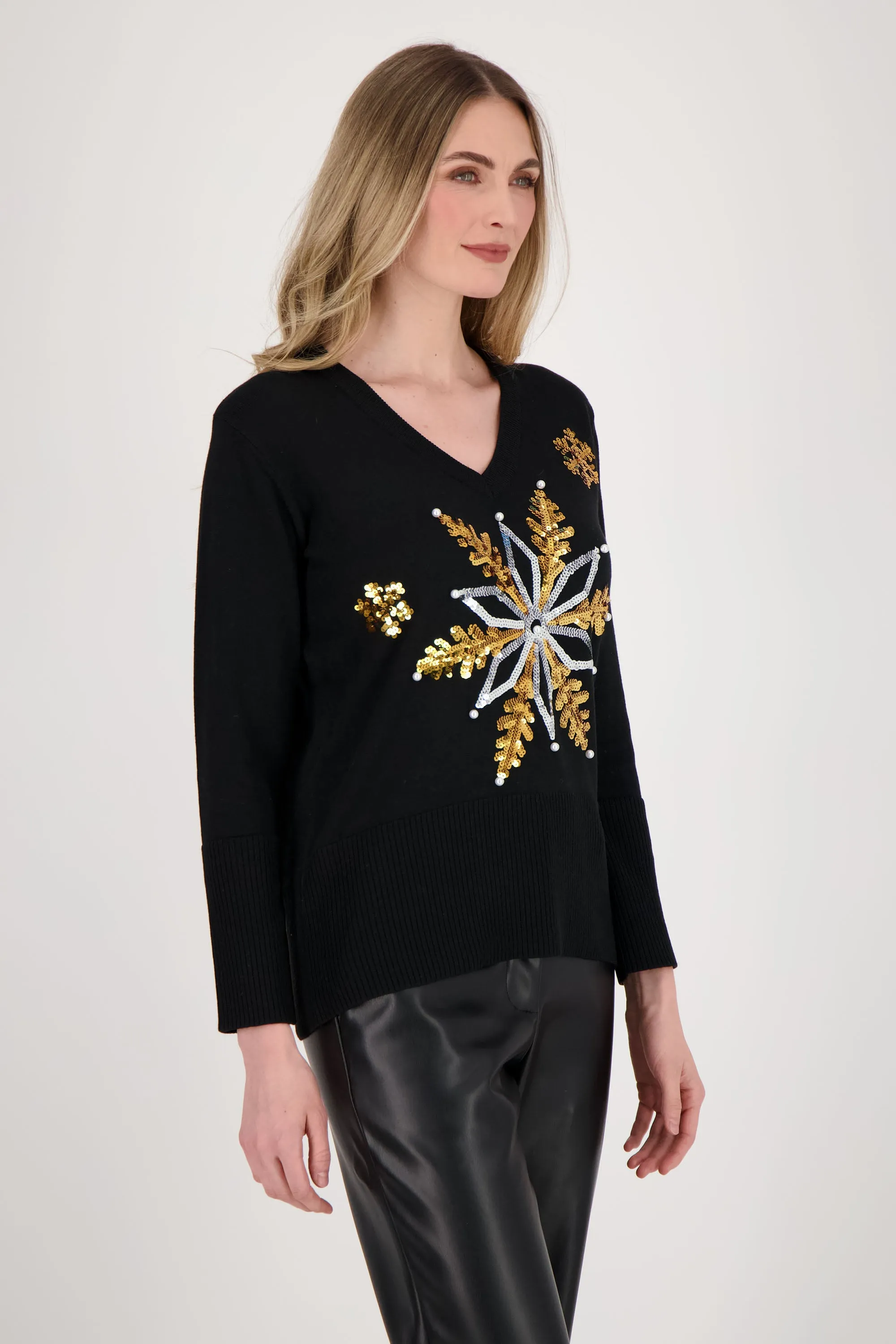 SPARKLE SNOWFLAKE CHRISTMAS SWEATER