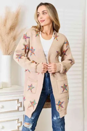 Star Pattern Longline Cardigan