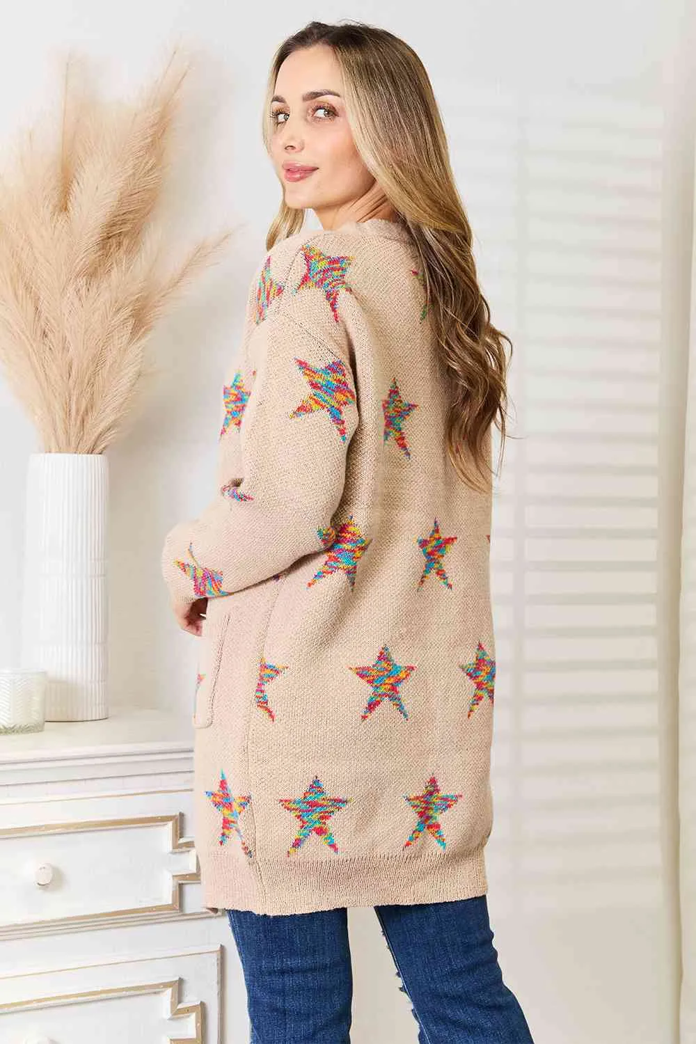 Star Pattern Longline Cardigan