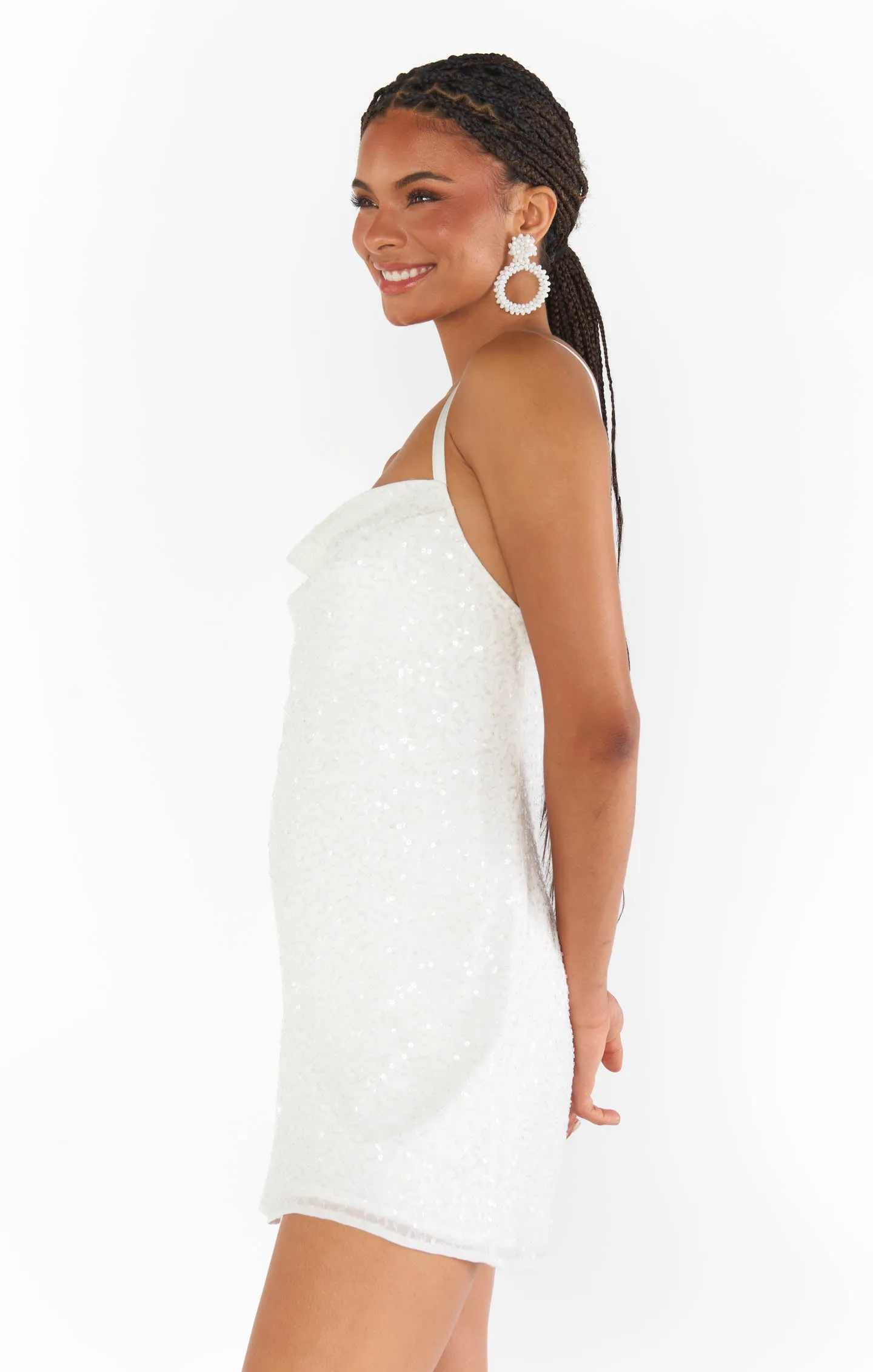 Suzanna Slip Dress ~ White Sequins