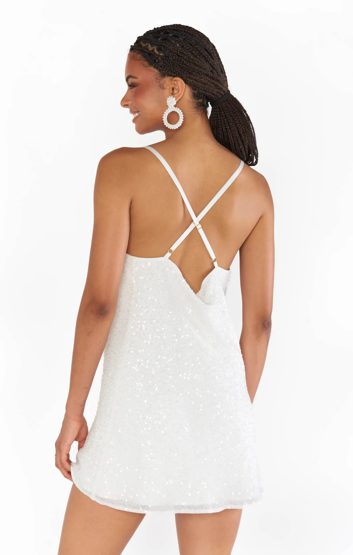 Suzanna Slip Dress ~ White Sequins