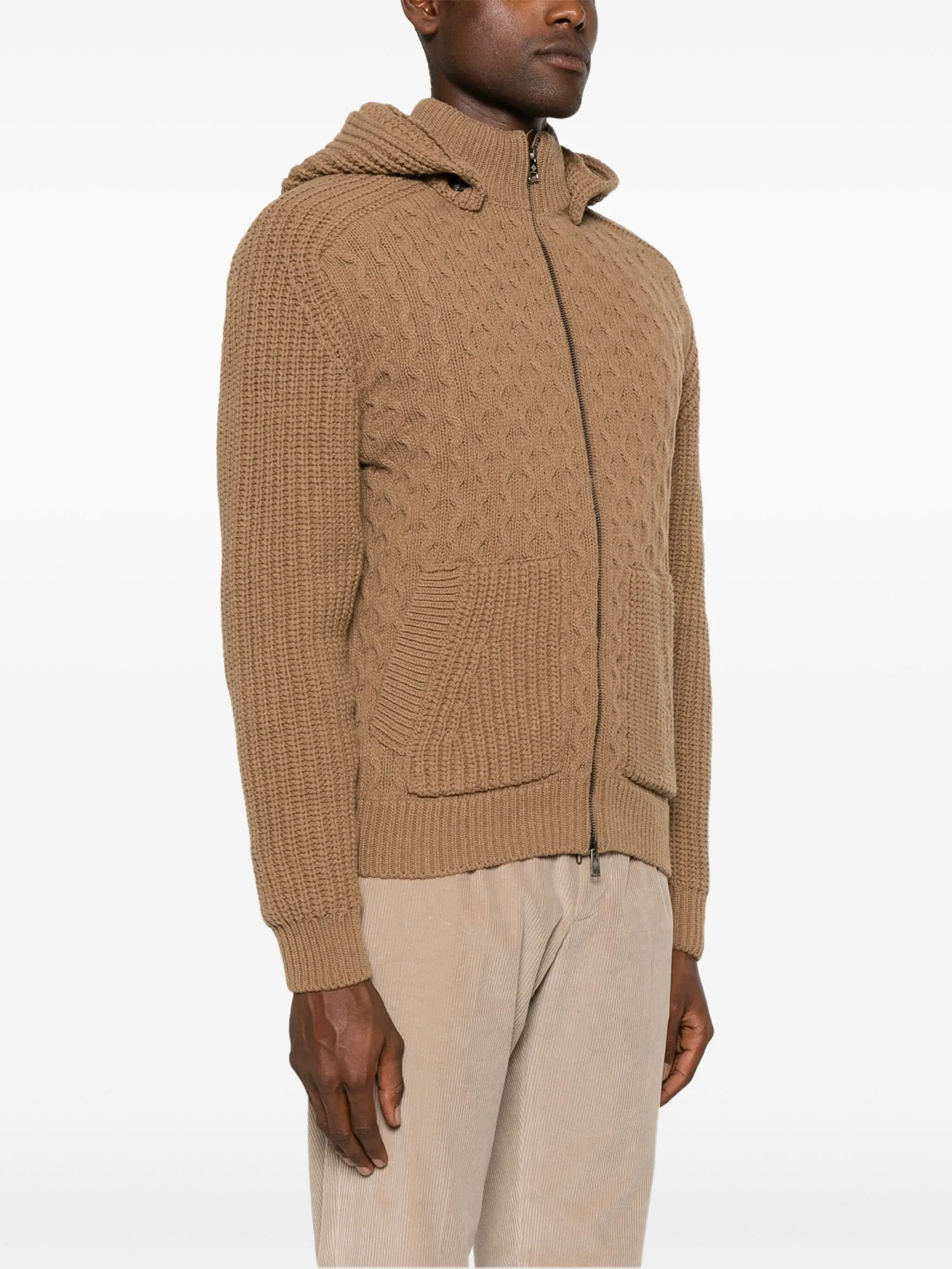 TAGLIATORE DETACHABLE-HOOD CARDIGAN