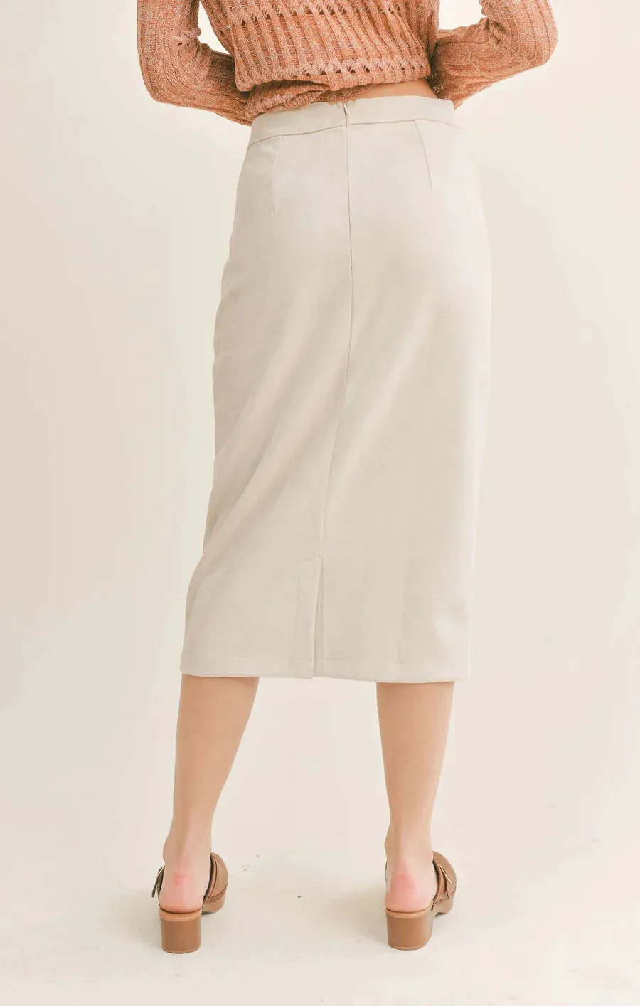 The Gallery Faux Suede Midi Skirt