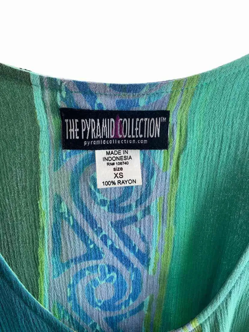 The Pyramid Collection, Women's Gauze Dress, Green/Multi, Size XS