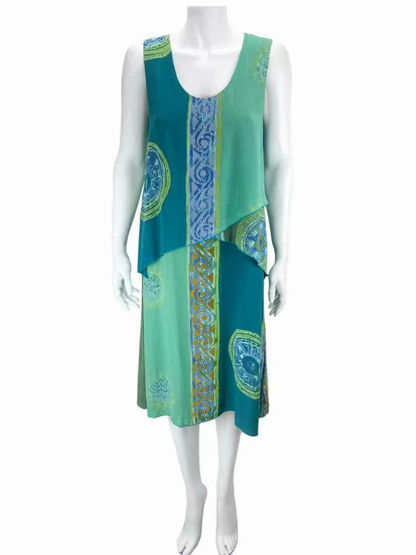 The Pyramid Collection, Women's Gauze Dress, Green/Multi, Size XS