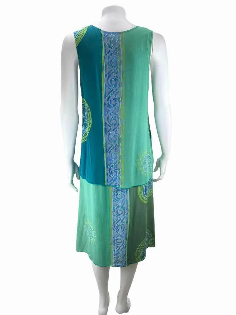 The Pyramid Collection, Women's Gauze Dress, Green/Multi, Size XS