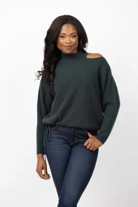 The Sei Open Shoulder Sweater in Hunter