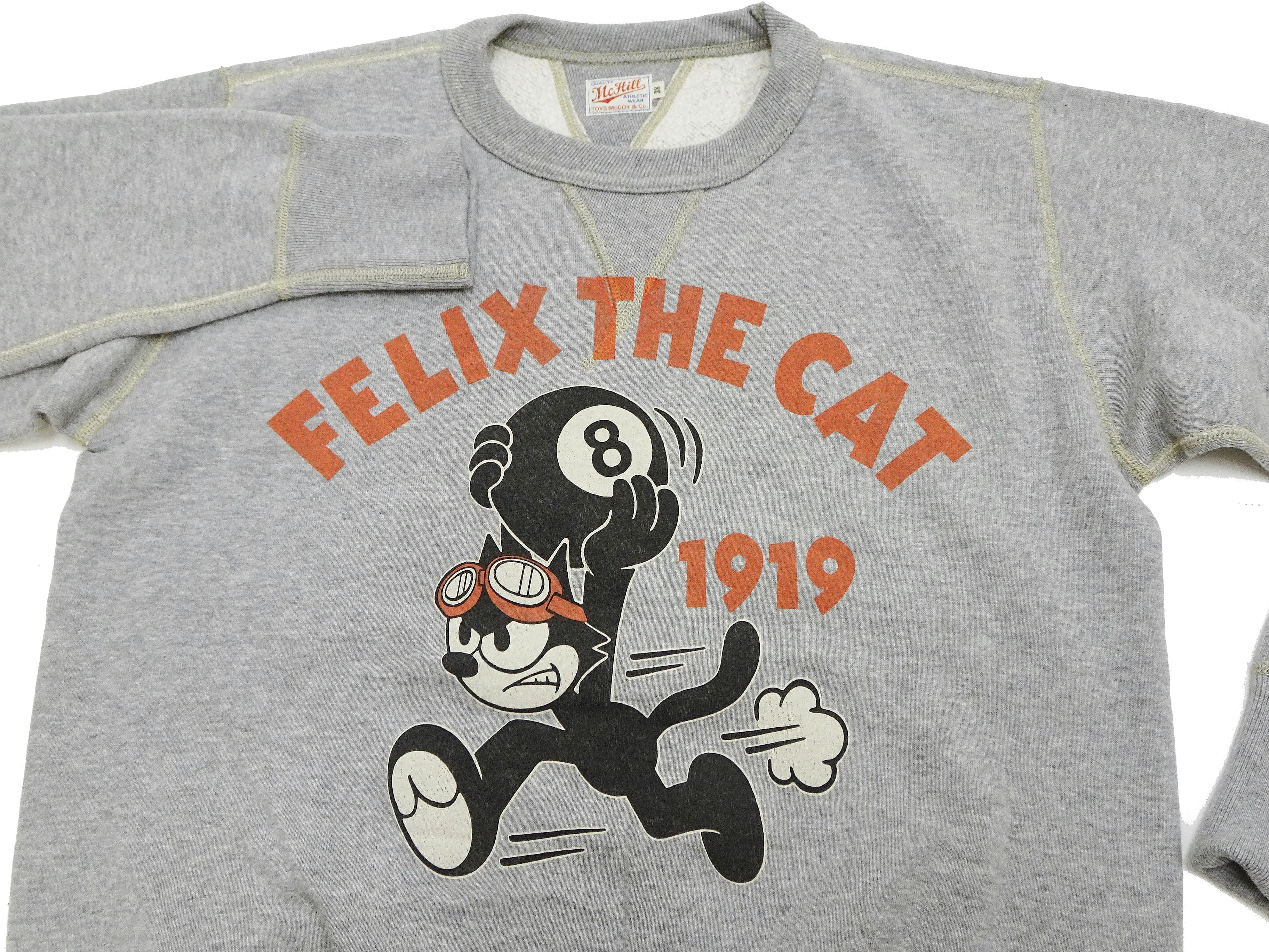 TOYS McCOY Sweatshirt Men's Casual Felix the Cat Graphic Print Sweat Shirt Loop-wheeled Vintage Style TMC2448 021 Ash-Gray