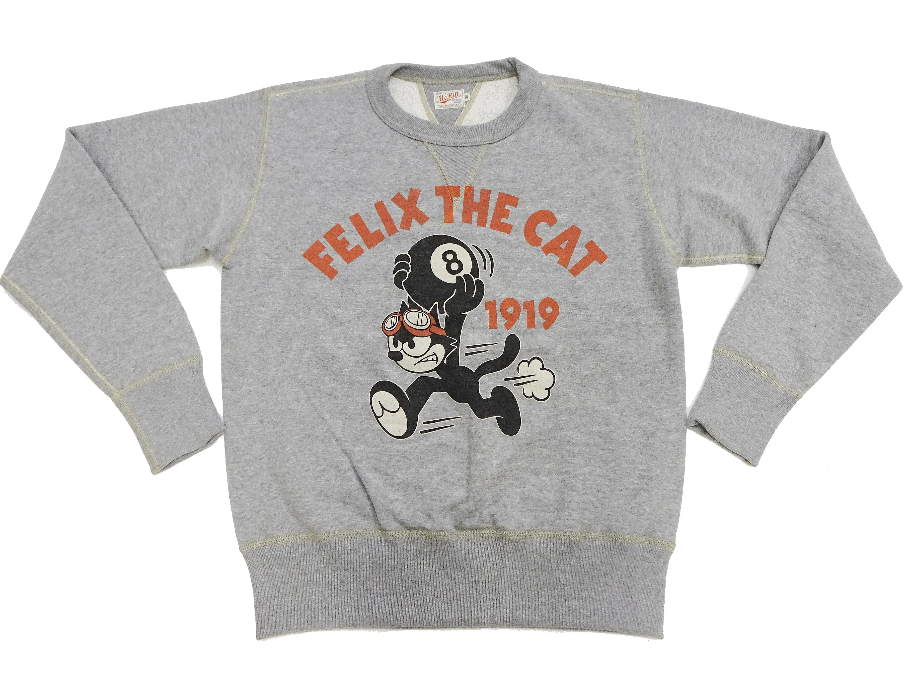 TOYS McCOY Sweatshirt Men's Casual Felix the Cat Graphic Print Sweat Shirt Loop-wheeled Vintage Style TMC2448 021 Ash-Gray