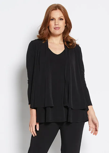 Twinnie jersey swing jacket and tank set in black