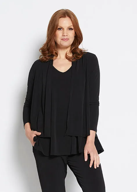 Twinnie jersey swing jacket and tank set in black