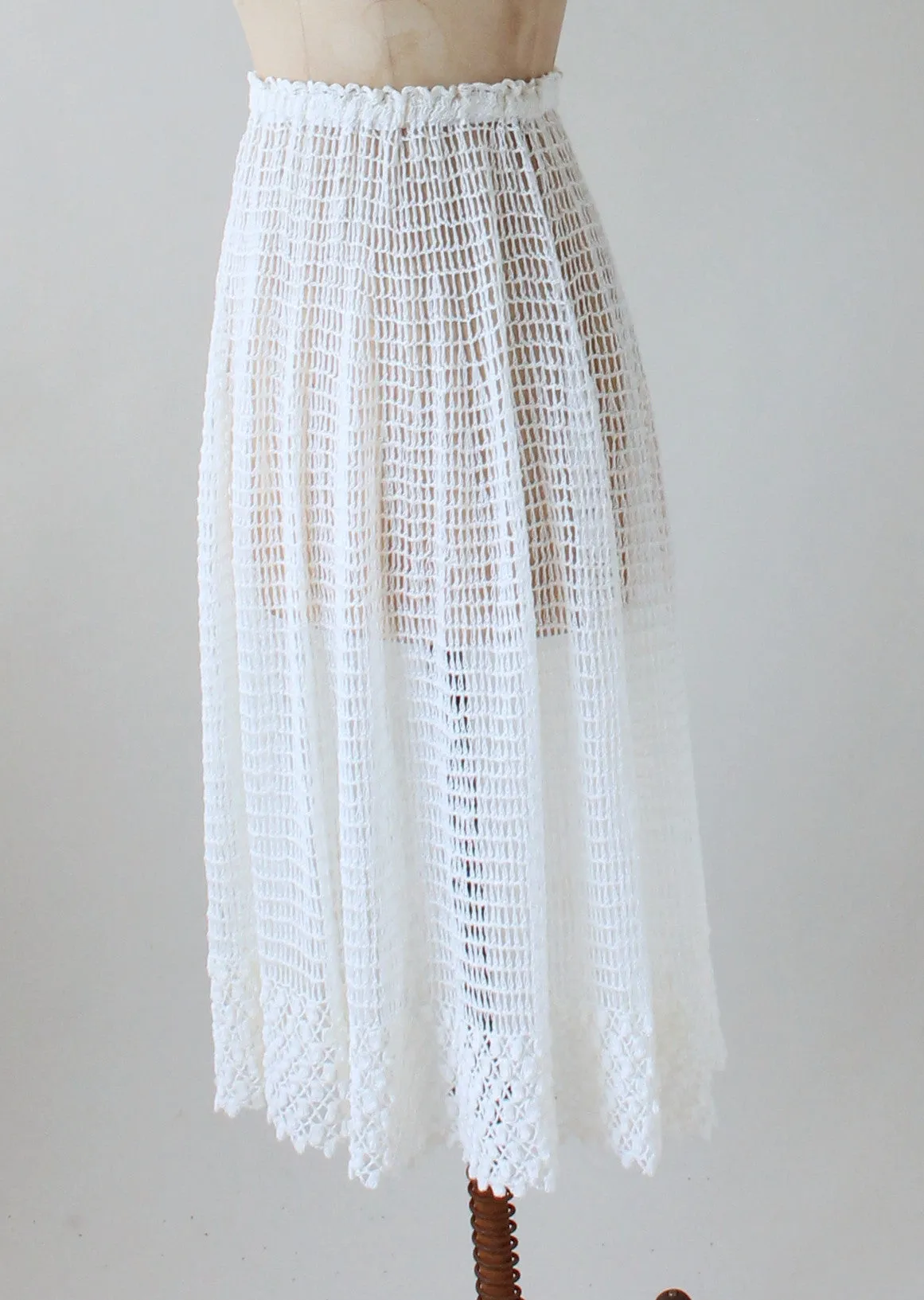 Vintage 1970s White Crochet Knit Skirt