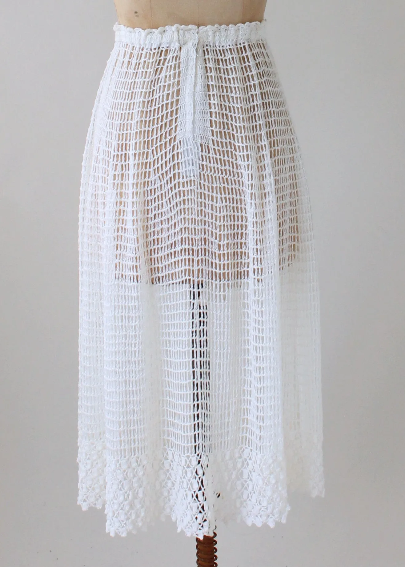 Vintage 1970s White Crochet Knit Skirt