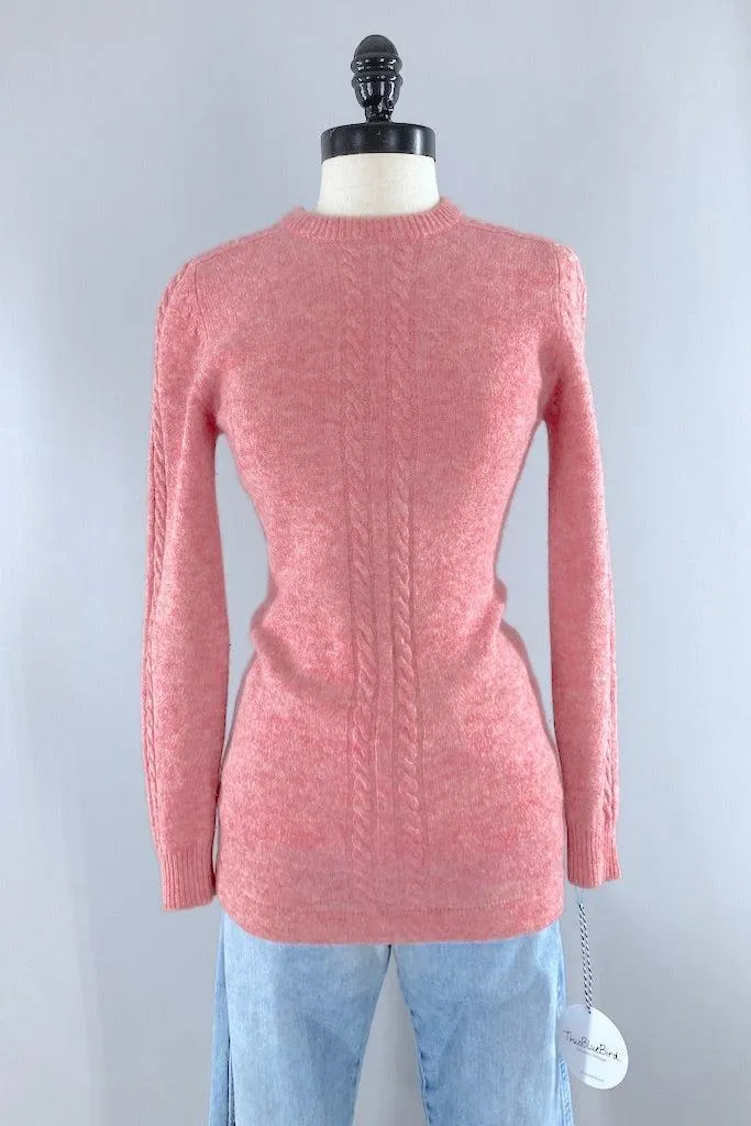 Vintage Pink Wool Fisherman's Sweater