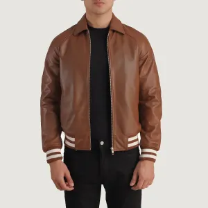 Walton Brown Leather Varsity Jacket