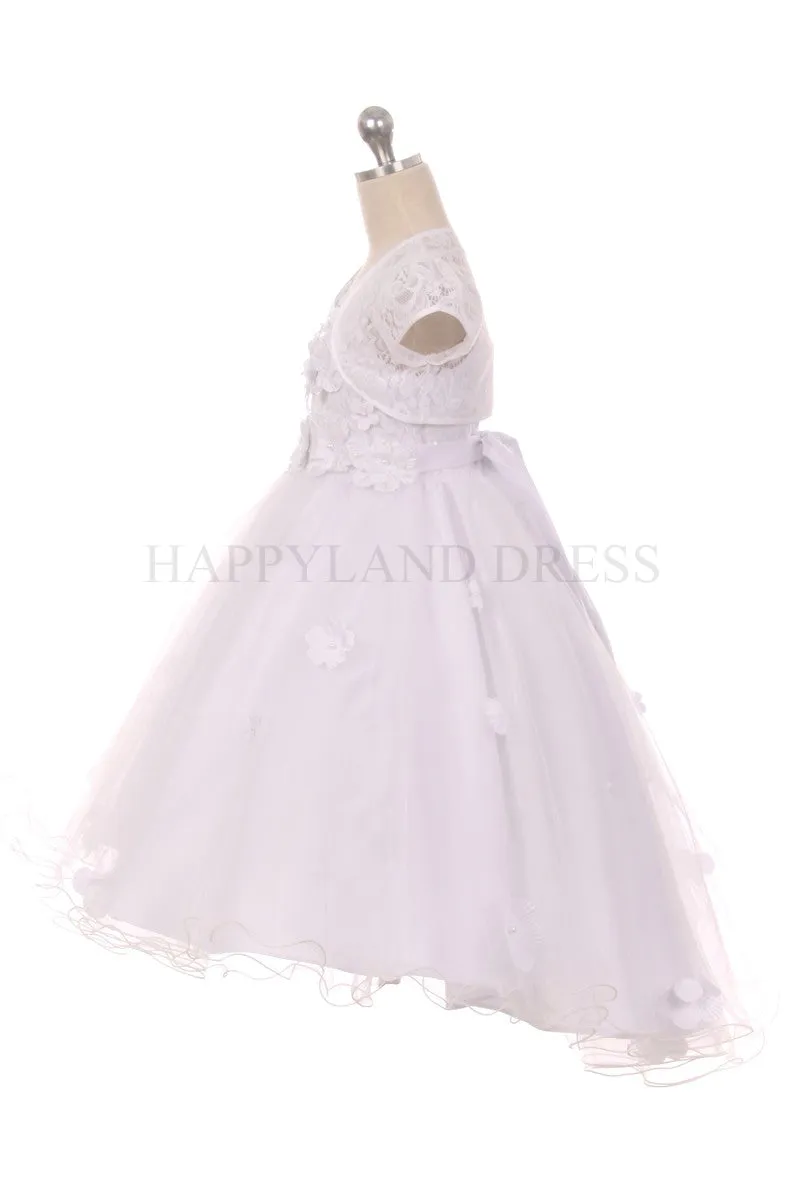 White Tulle Lace Dress with Floral appliques D2141702