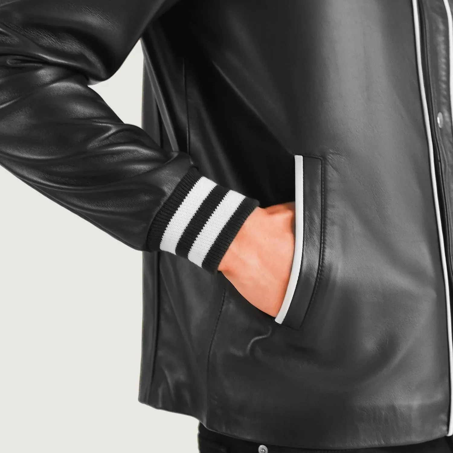 Willis Black Leather Varsity Jacket