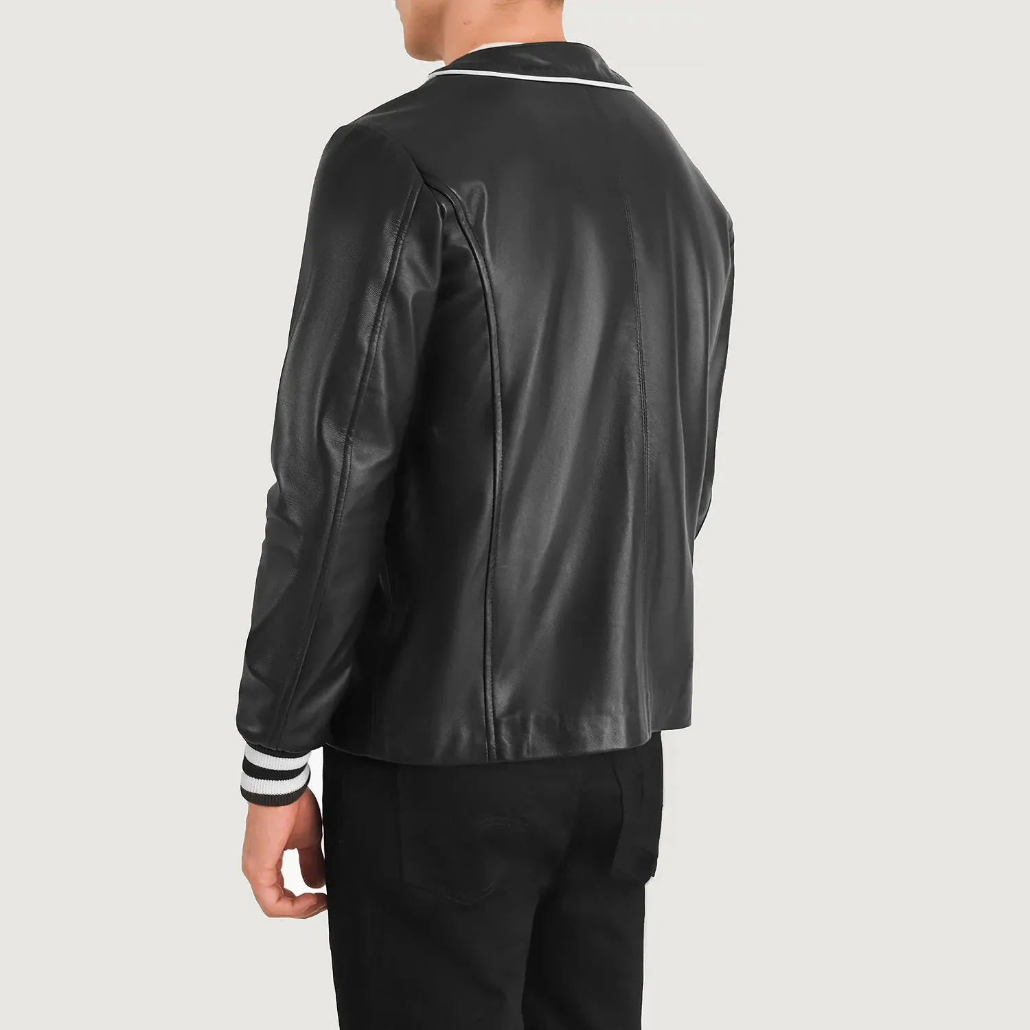 Willis Black Leather Varsity Jacket