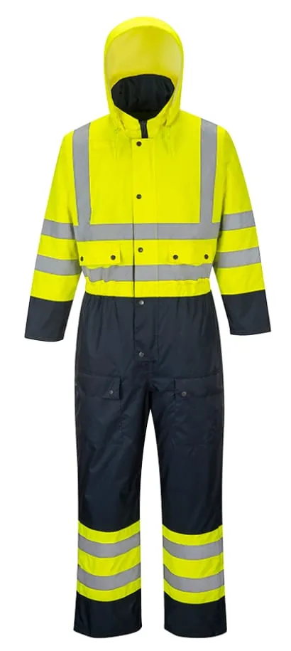 Winter Hi Viz Waterproof Contrast Coverall Lined/padded Portwest S485 RIS 3279