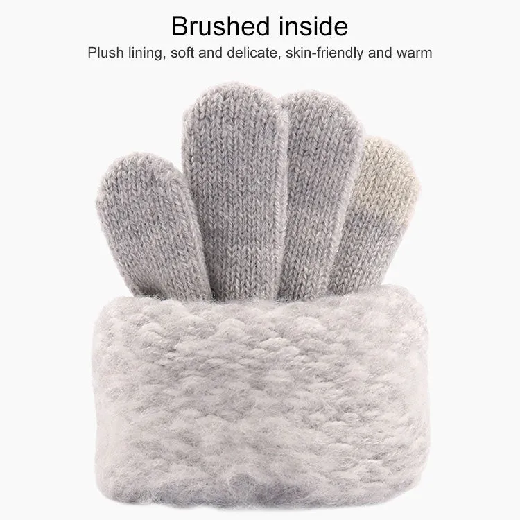 Winter Touch Screen Gloves Women Men Warm Stretch Knit Mittens Imitation Wool Thicken Full Finger Gloves(C-Blue)